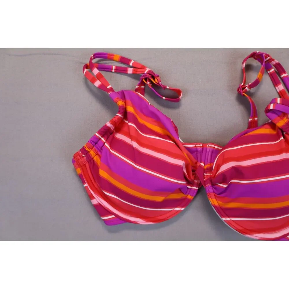 NEW Lascana Pink Striped Underwired Bikini Top Swimsuit Swimwear Size 32DD